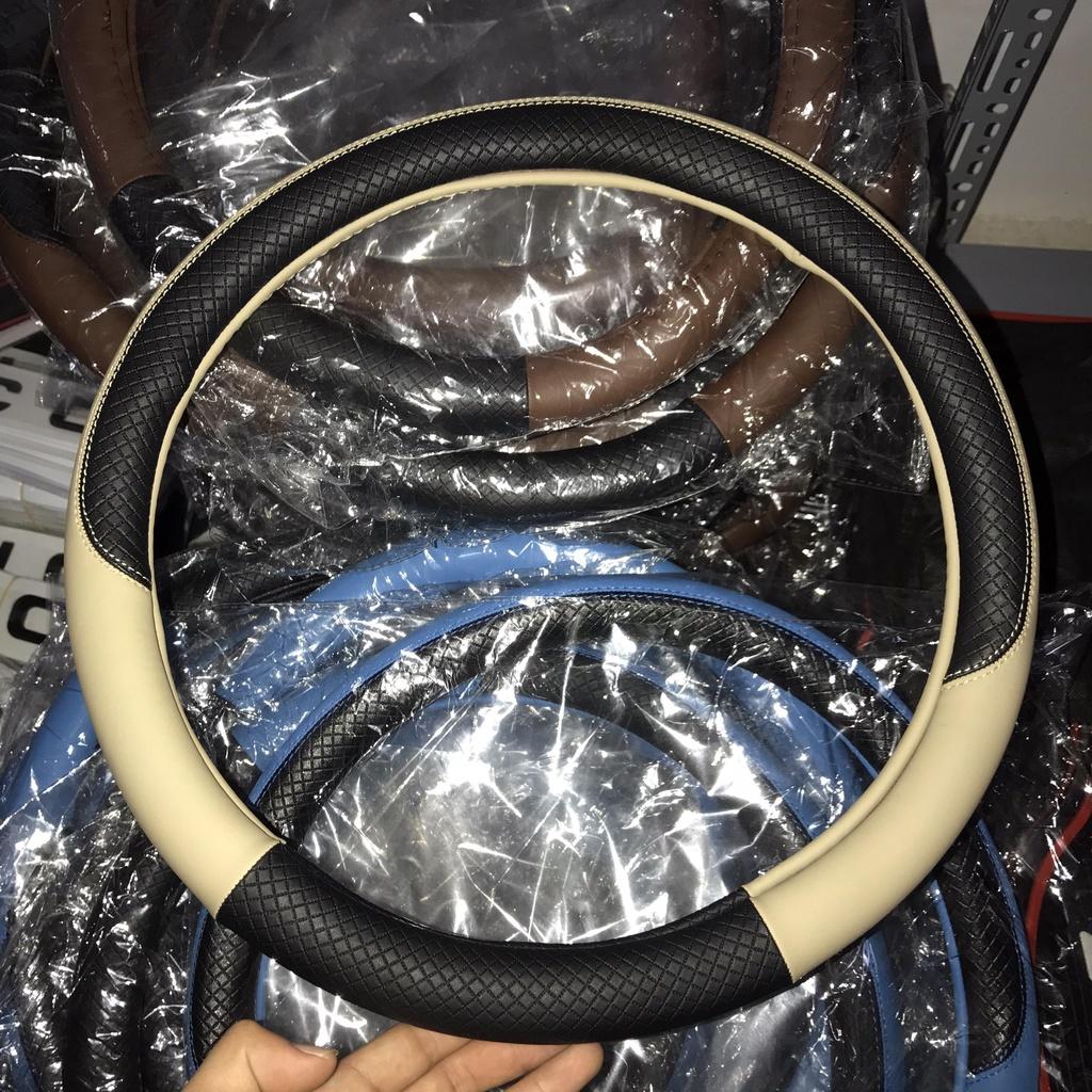 Bọc vô lăng da TpU chỉ viền, phối màu Size 38 cm cho ô tô 4 đến 7 chỗ