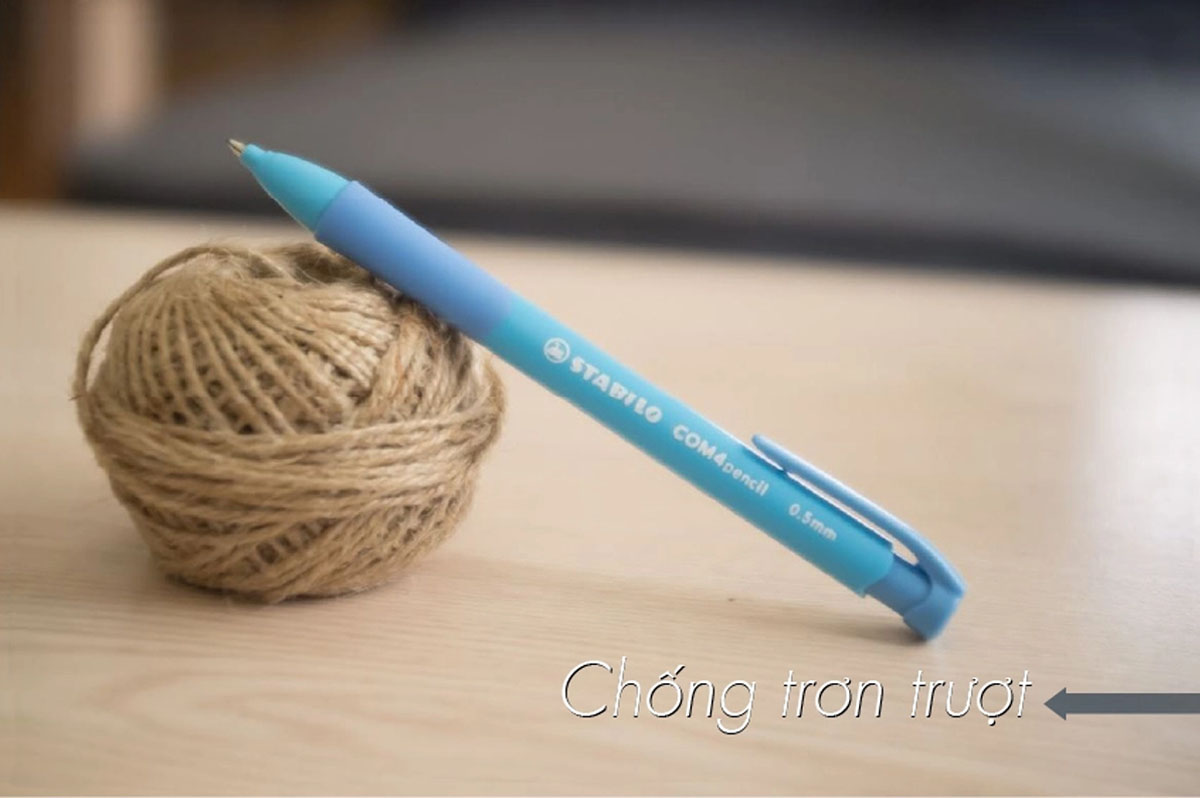 Hộp bút chì bấm STABILO COM4pencil - Hộp 10 bút chì nét 0.7mm màu hồng + Tuýp 24 ruột 0.7 + Gôm tẩy ER196E (MP6637/10R+-PK)