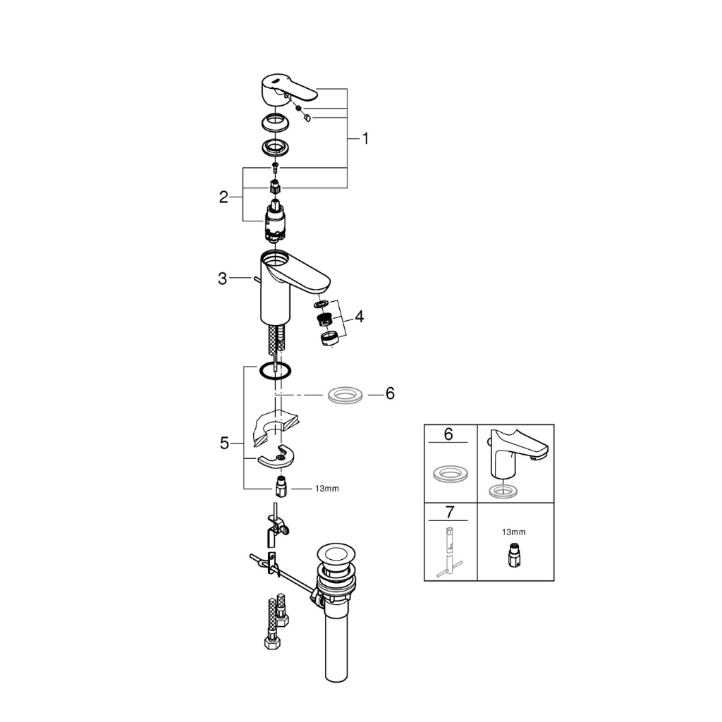 Vòi Chậu Rửa GROHE BAUEDGE Size S - 32819000