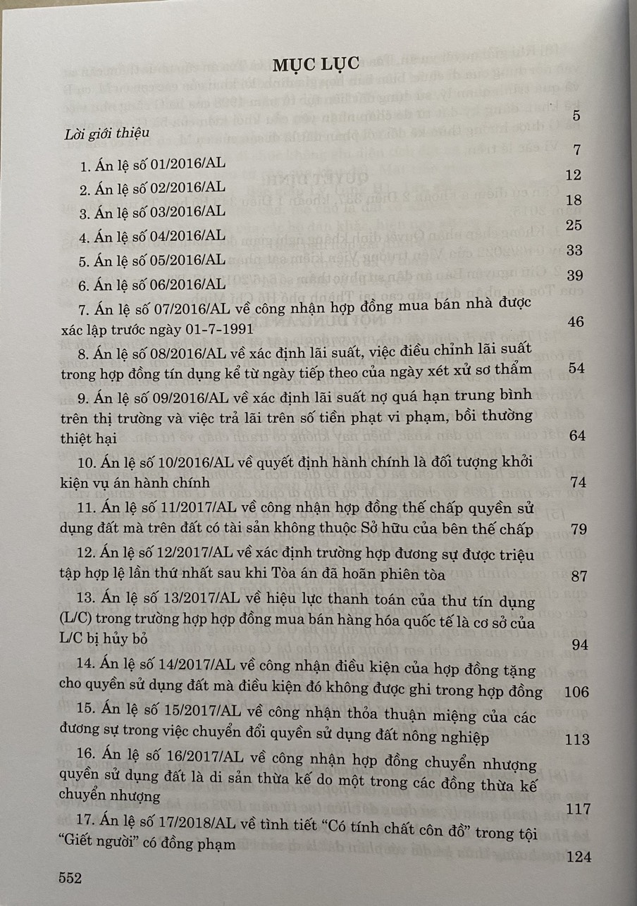 Hệ Thống Án Lệ Việt Nam ( hiện hành) Từ Án Lệ số 01 đến Án Lệ số 72