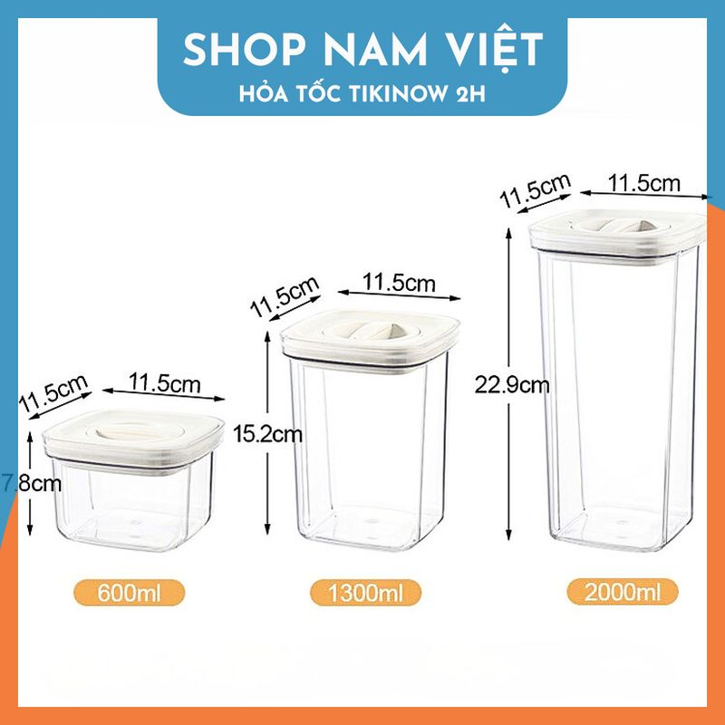 Hộp đựng đồ khô, bảo quản thực phẩm nắp vặn chân không nhiều kích cỡ