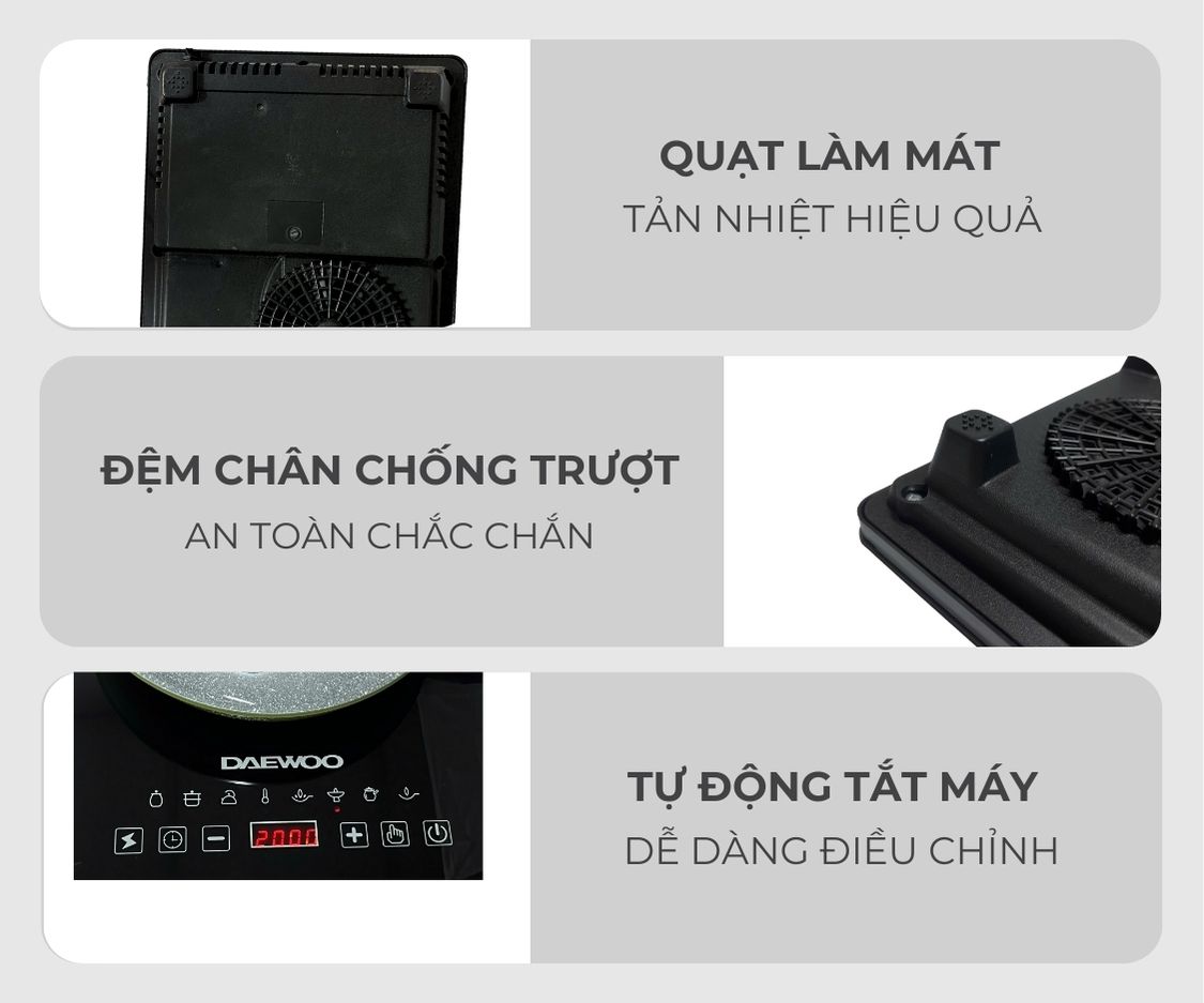 Bếp Từ Đơn Daewoo DWI-1505B, 8 chế độ cài sẵn 1500w - Hàng chính hãng