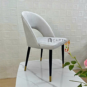 Ghế ngồi bàn trang điểm nệm vải nhung không tay tựa thiết kế hở lưng chân đen LARA 2C-F Nội thất Capta