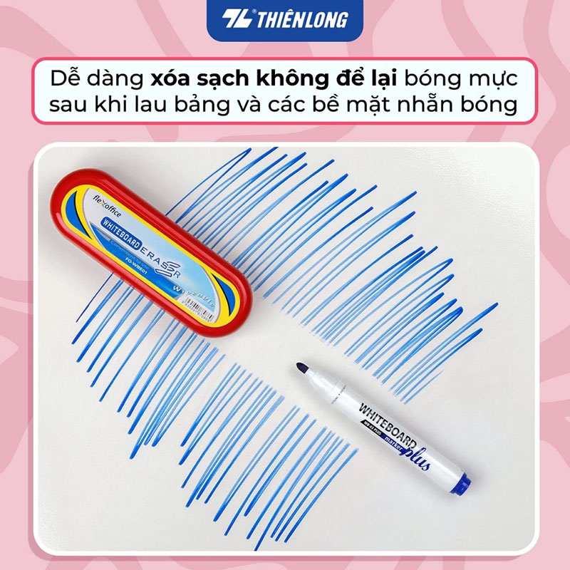 Bút viết bảng Thiên Long WB-03 Plus - Whiteboard Marker màu mực mới đậm nét hơn, dễ xóa sạch và an toàn cho da tay