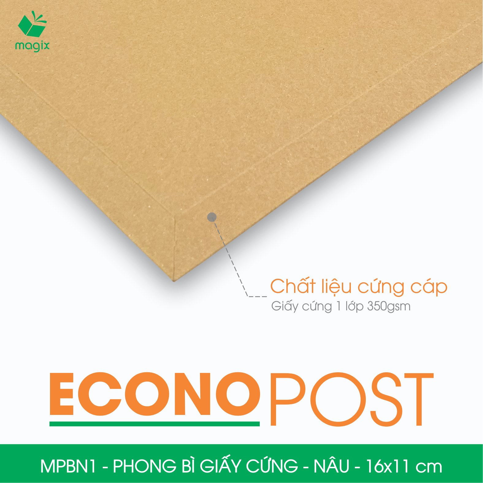 MPBN1 - 16x11 cm - Combo 20 phong bì giấy cứng đóng hàng màu nâu thay thế túi gói hàng