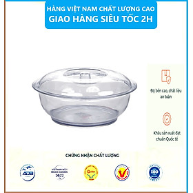 Âu phíp tròn trong suốt có nắp đậy - Tô cơm, bát đựng canh, đựng thực phẩm sản xuất theo tiêu chuẩn khắt khe của Nhật Bản , EU đám bảo an toàn cho sức khỏe người dùng- Hàng Việt Nam