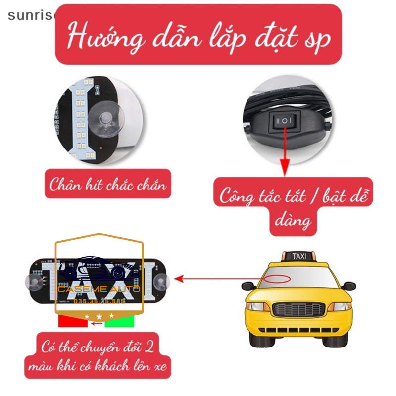 Đèn Led TAXI Thay Đổi 2 Màu Gắn Kính Ô Tô, Đèn Báo Chữ TAXI Gắn Kính Lái Xe Hơi - Hàng Nhập Khẩu