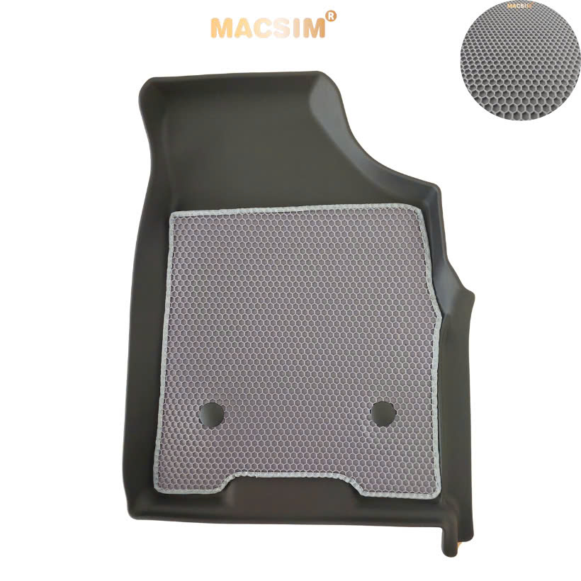Thảm 2 lớp (sd3) dạng lưới lục giác cho Hyundai Custin màu ghi bề mặt cao su siêu sạch nhãn hiệu Macsim