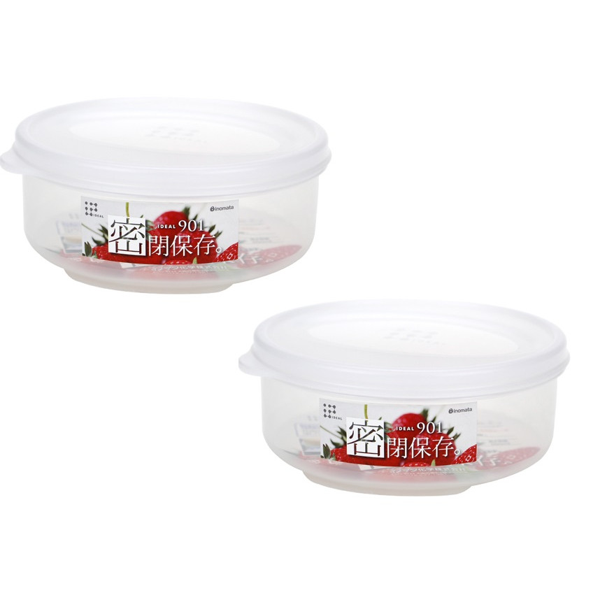 Combo 02 Hộp bảo quản thực phẩm Inomata dáng tròn, có nắp đậy 480ml - Hàng nội địa Nhật Bản | Made in Japan