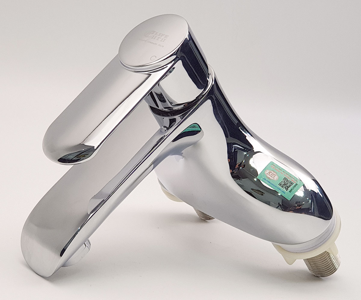 Vòi Lavabo nóng lạnh 2 chân Đồng mạ Chrome Eurolife EL-VIO03 (Trắng bạc)