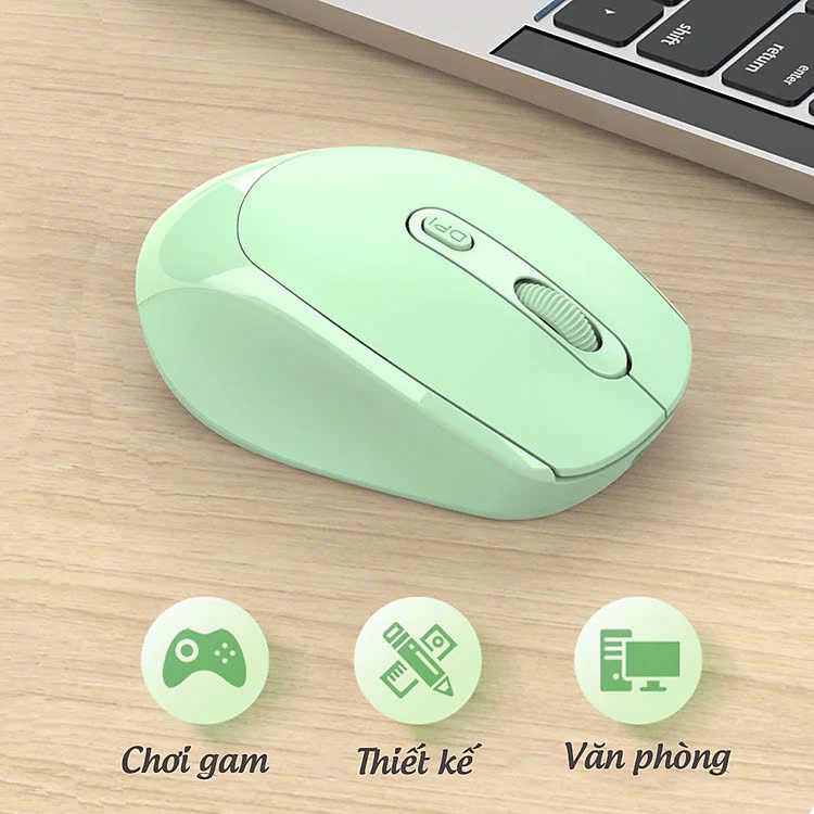 Chuột không dây wireless 2.4Ghz sạc pin, chồng ồn, DIP1600 chuyên dùng cho máy tính, laptop, tivi MÀU ĐEN - Hàng Nhập Khẩu