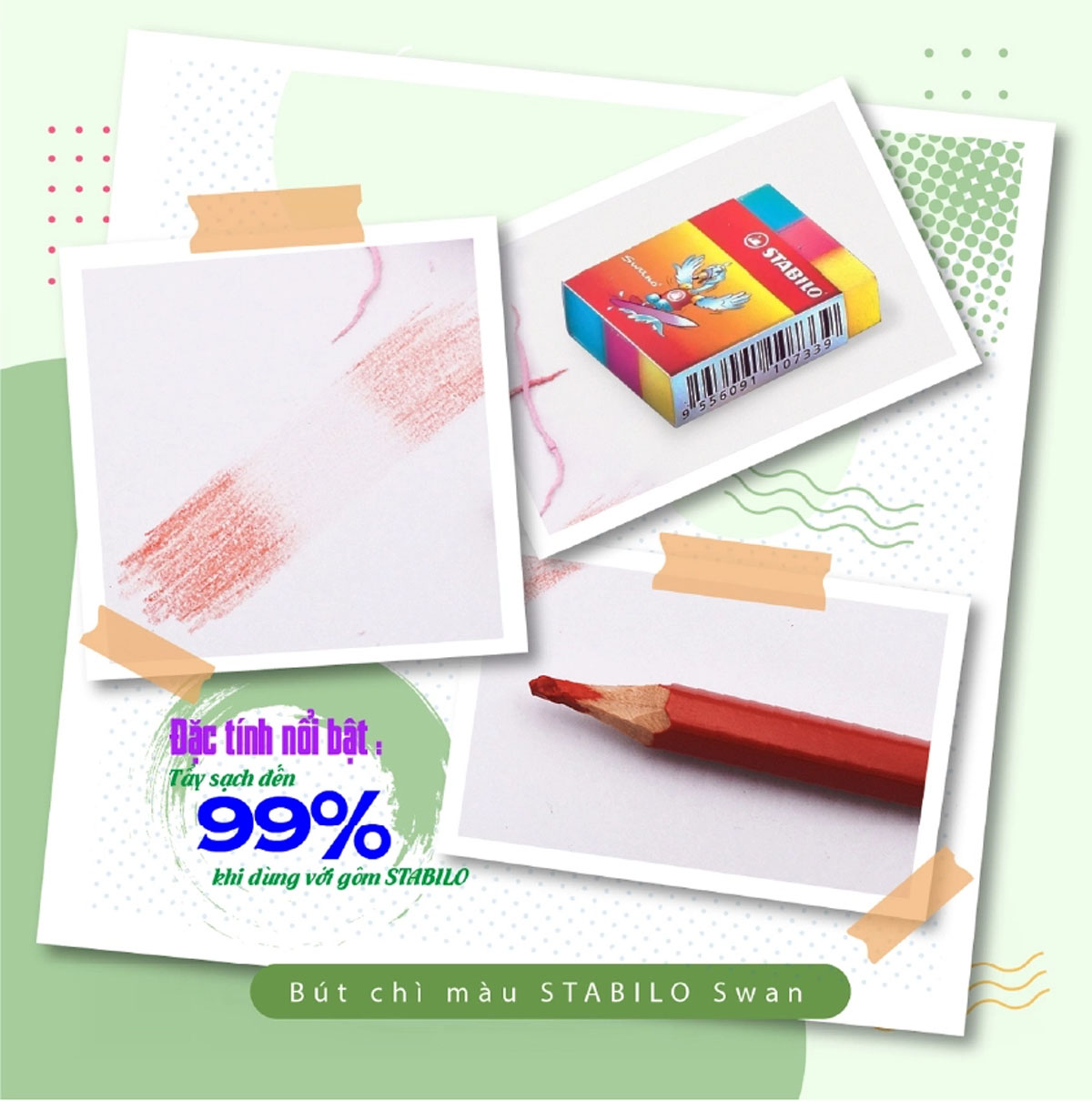 Hộp gôm STABILO Yippy-plas/Trio 30 viên - Hộp 30 viên tam giác, đủ màu (ER199/30)