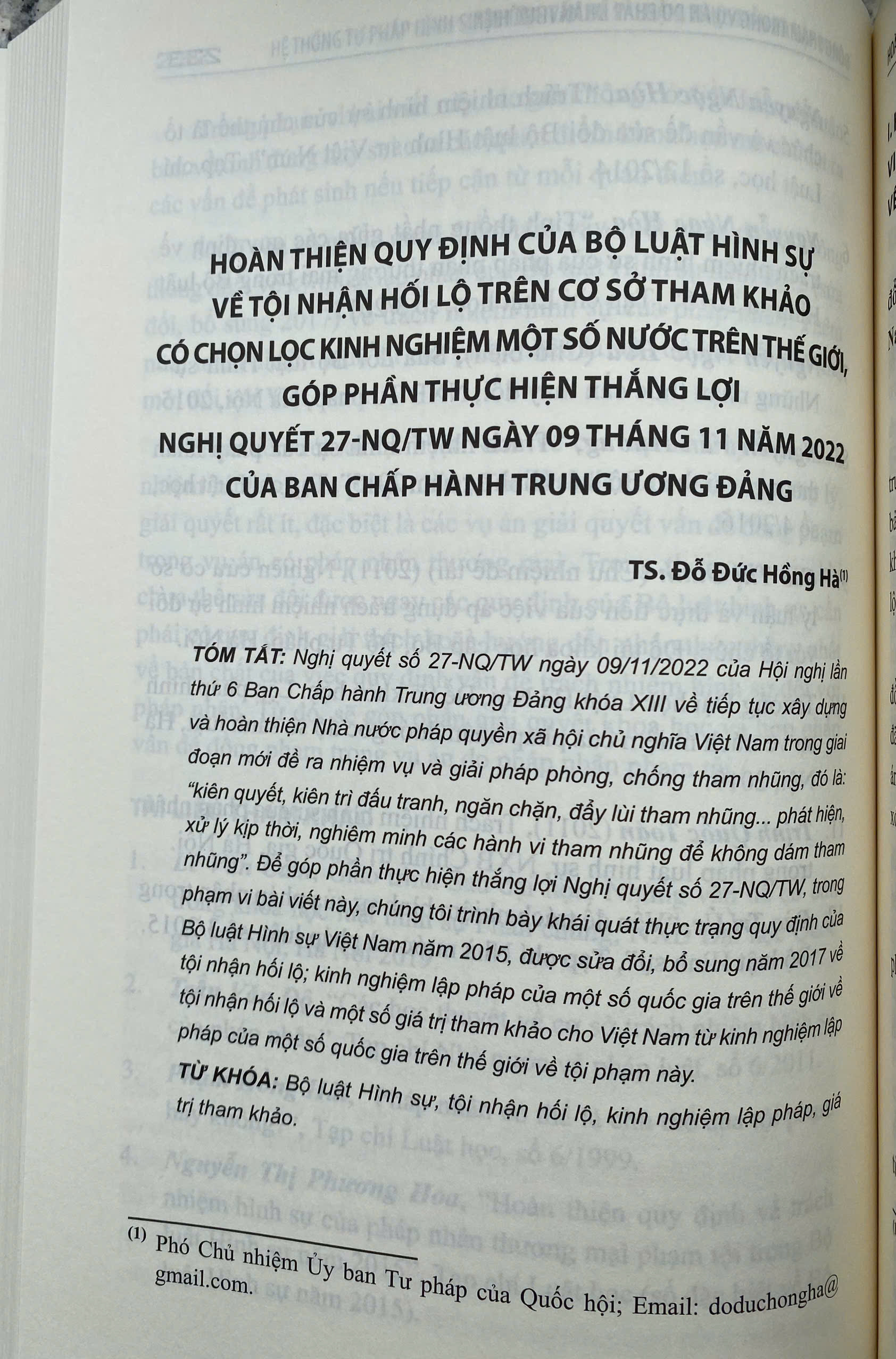 Kỷ Yếu Hội Thảo Khoa Học: Hệ Thống Tư Pháp Hình Sự - Những Vấn Đề Lý Luận, Thực Tiễn Và Lập Pháp