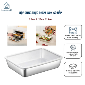 Hộp Đựng Thực Phẩm Inox Để Tủ Lạnh Có Nắp Đậy Đa Năng Tiện Lợi- Có 2 Size 13.5x10.5x5.8 cm và 20x5,5x25cm - Khay Inox 304 Chống Gỉ - Hàng Chính Hãng MINIIN