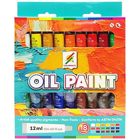 Hộp 18 Tuýp Màu Sơn Dầu 12 ml - Colormate 113240