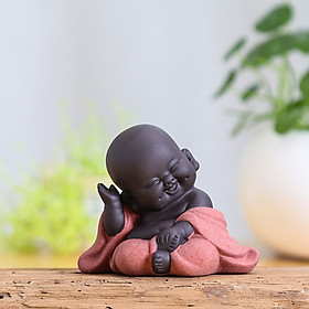 Tượng Chú Tiểu Bình An Hoan Lạc Gốm Cát_ Hàng Chính Hãng