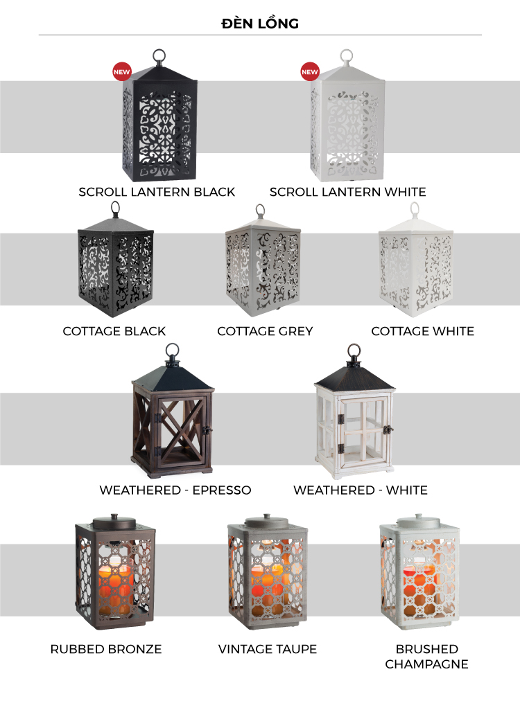 Đèn lồng đốt nến Scroll Lantern Black
