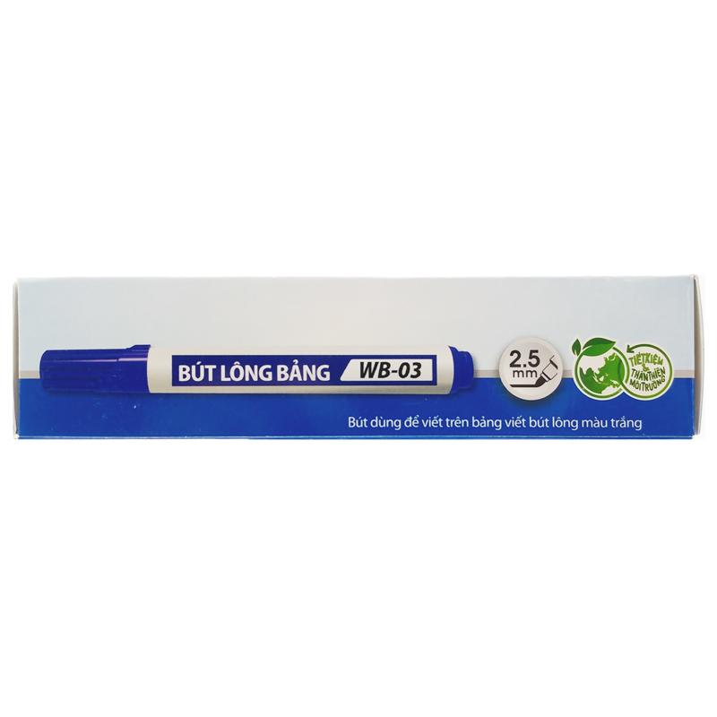 Hộp 10 Bút Lông Bảng 2.5 mm - Thiên Long WB-03 - Mực Xanh