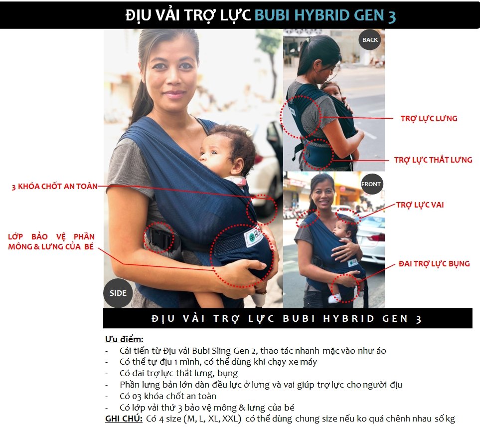Địu vải Gen 3 - Lưới thoáng khí - xanh đen