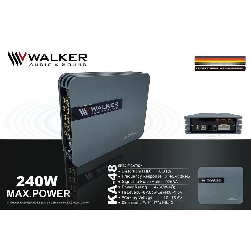 DSP Bộ khuếch đại âm thanh kèm Amply WALKER KA-48 kết nối Bluetooth công suất 240W Amply xe hơi hàng cao cấp của Germany