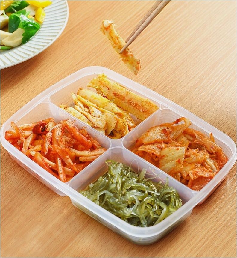 Set 02 hộp thực phẩm chia ngăn 710ml, thiết kế nắp mềm dẻo bảo đảm kín hơi và chống tràn - nội địa Nhật Bản
