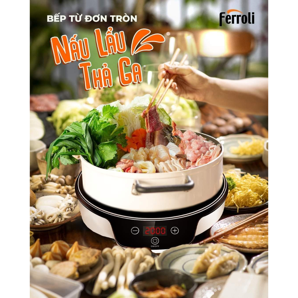 Bếp từ đơn tròn FI2000RS chính hãng của Ferroli, sang trọng, cao cấp, công suất cao 2000W, bảo hành chính hãng 1 năm - Hàng chính hãng