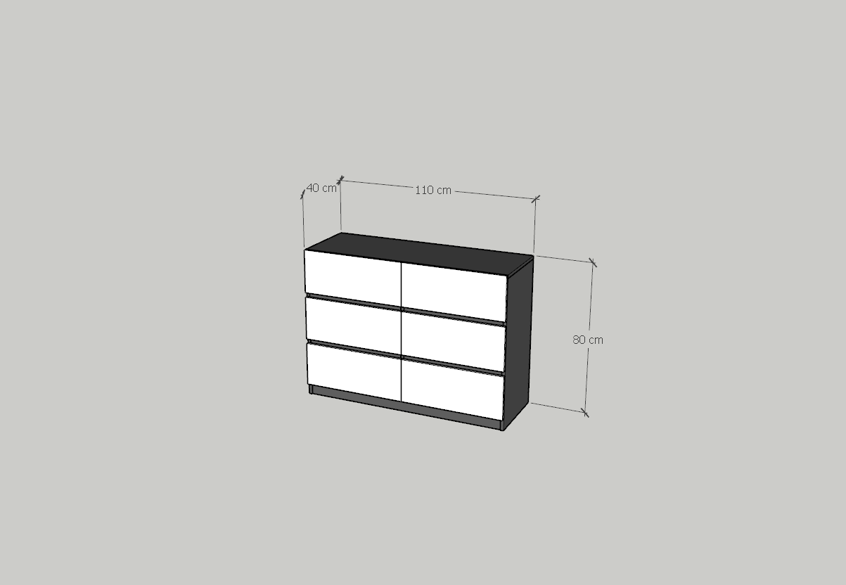 HAPPY FURNITURE , Tủ lưu trữ 6 ngăn kéo - KALA, THK_291 ,110cm x 40cm x 80cm DxRxC