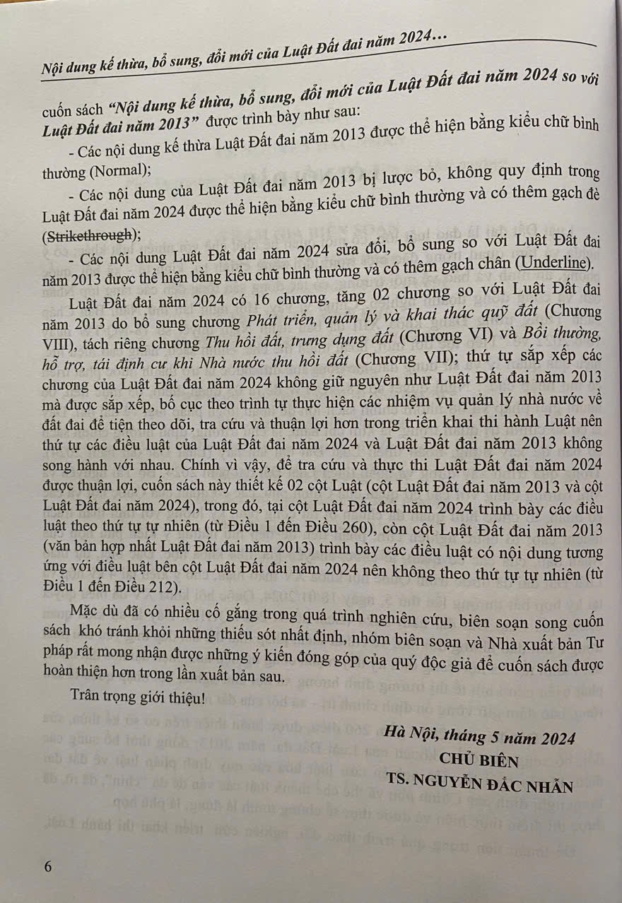 Nội dung kế thừa, bổ sung, đổi mới của Luật Đất Đai năm 2024 so với Luật Đất Đai năm 2013
