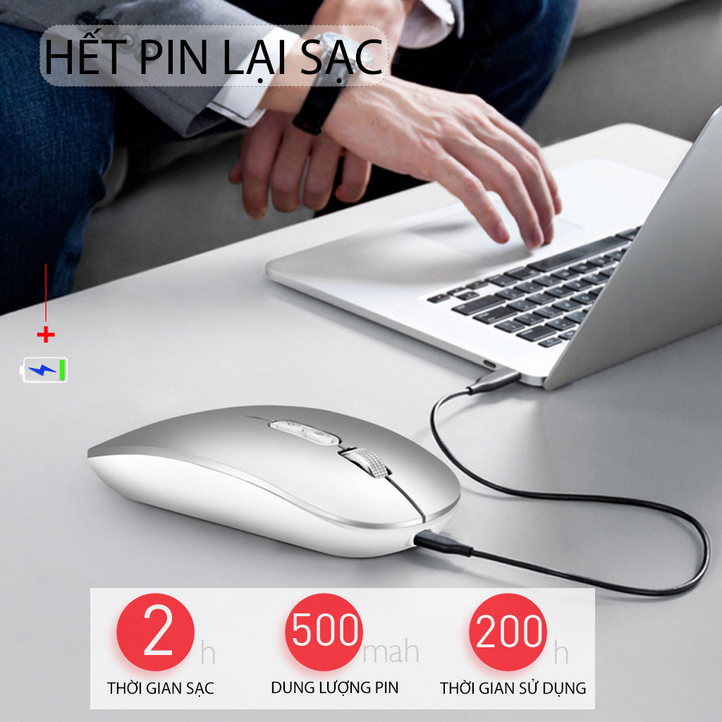 Chuột không dây Pix-link M103 hồng 2.4G sạc điện chống ồn khoảng cách tín hiệu 10m - Hàng chính hãng / Hàng nhập khẩu