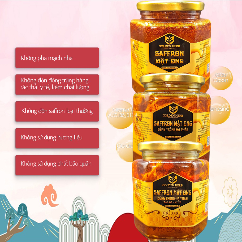 Mật Ong Ngâm Saffron 280ml/lọ Golden Herb