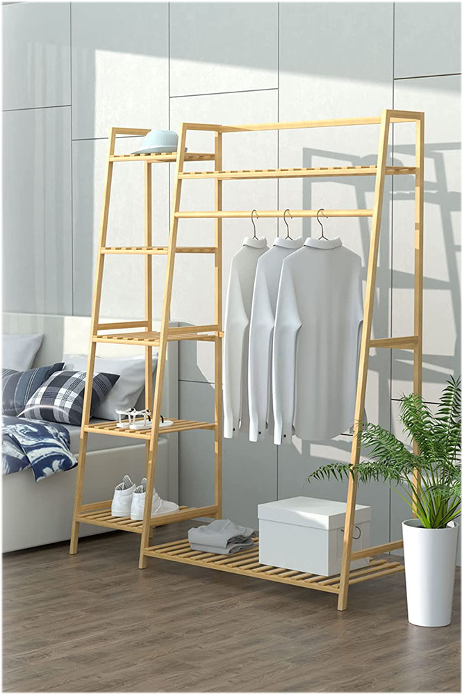 Giá Treo Quần Áo Túi Xách - Kệ Để Đồ Dày Dép Phong Cách Hàn- Màu Gỗ Tự Nhiên