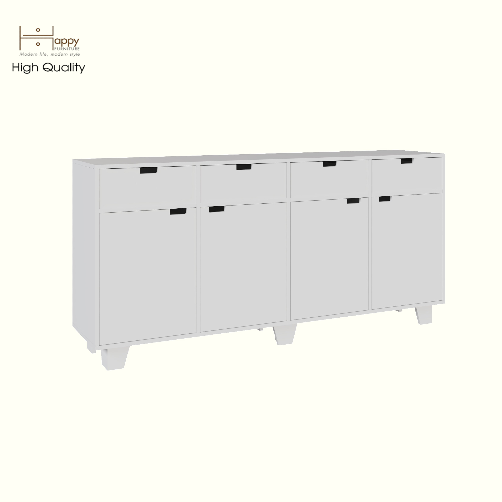 HAPPY FURNITURE , ALVA - Tủ lưu trữ 4 cửa mở 4 ngăn kéo , TCM_214 , 180cm x 40cm x 86cm DxRxC