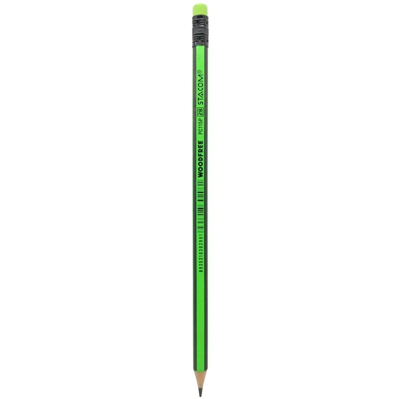 Bút Chì Woodfree 2B - Stacom PC115-2B (Màu Thân Bút Giao Ngẫu Nhiên)