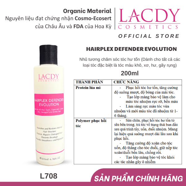 Nhũ tương chăm sóc tóc hư tổn Lacdy (Dành cho tất cả các loại tóc đặc biệt là tóc màu khô, xơ, hư, gãy rụng) L708 200ml
