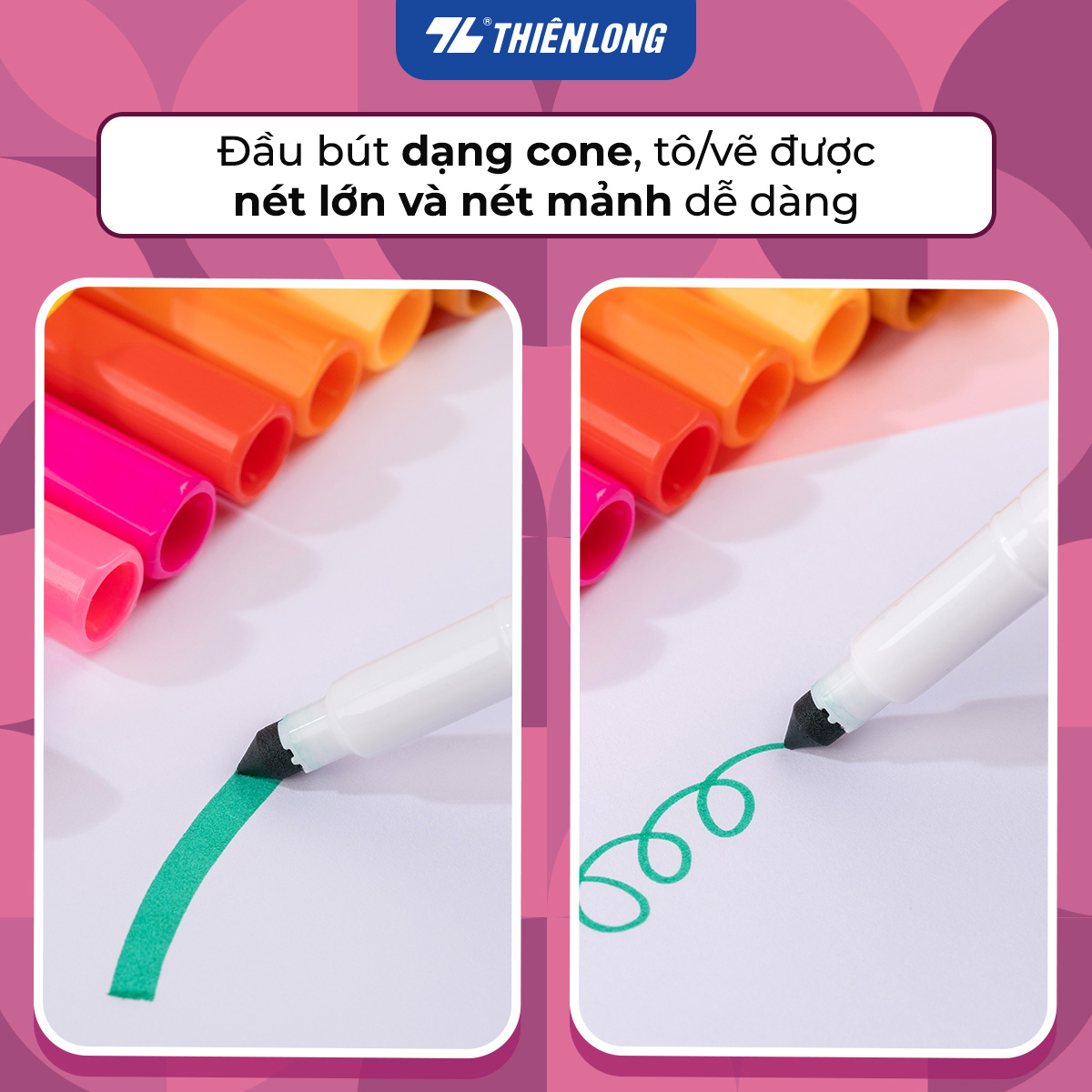 Bút lông màu Fiber Pen Thiên Long Colokit an toàn sử dụng tô màu, vẽ tranh, calligraphy, 20 màu basic FP-C03