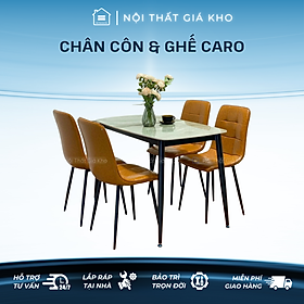 Bàn ăn mặt đá Cẩm thạch nhân tạo kết hợp ghế caro