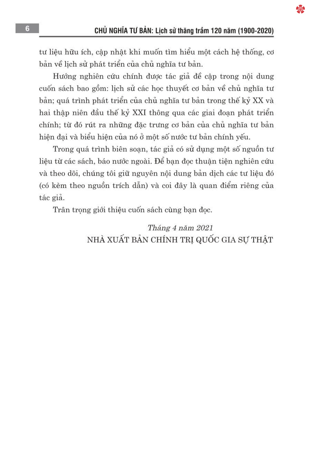 Chủ nghĩa tư bản lịch sử thăng trầm 120 năm (1900 - 2020) bản in 2021