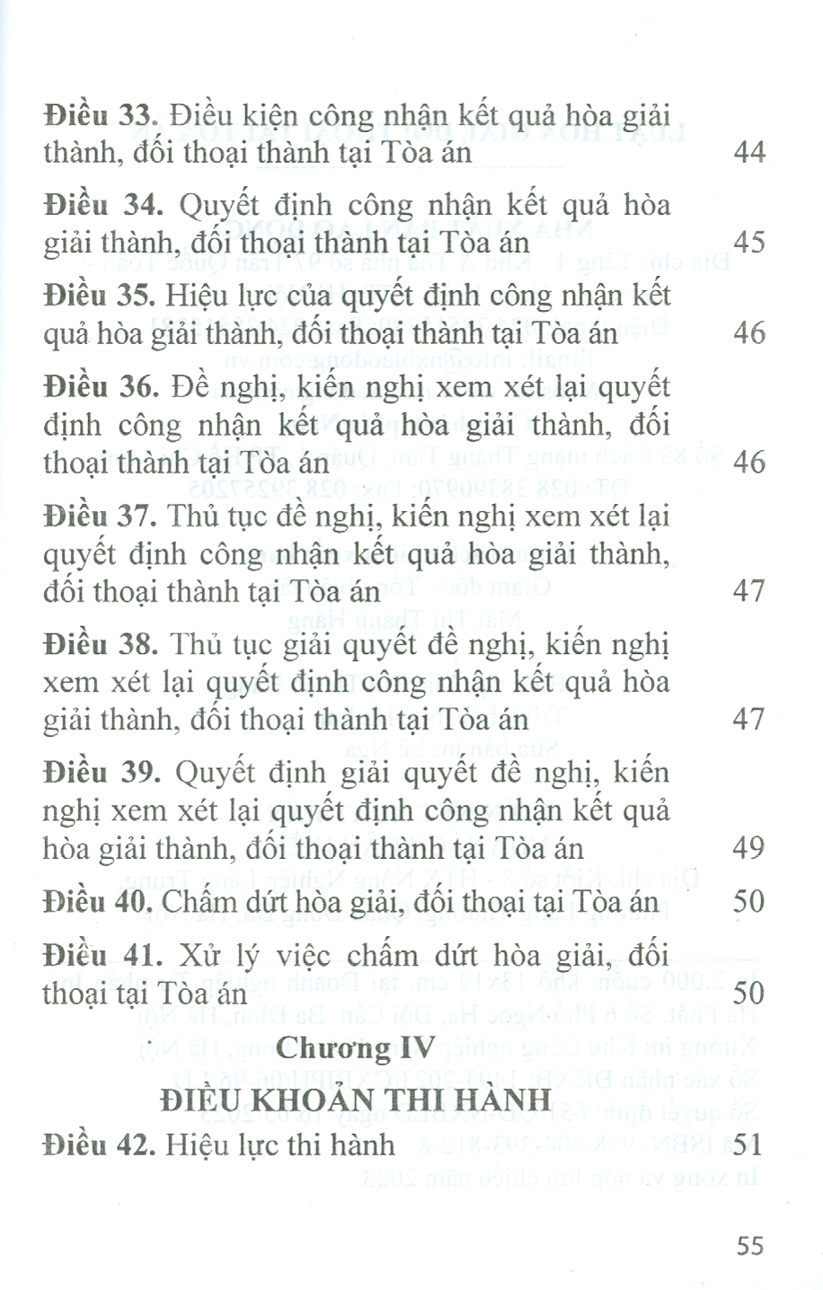 Luật Hòa Giải, Đối Thoại Tại Tòa Án