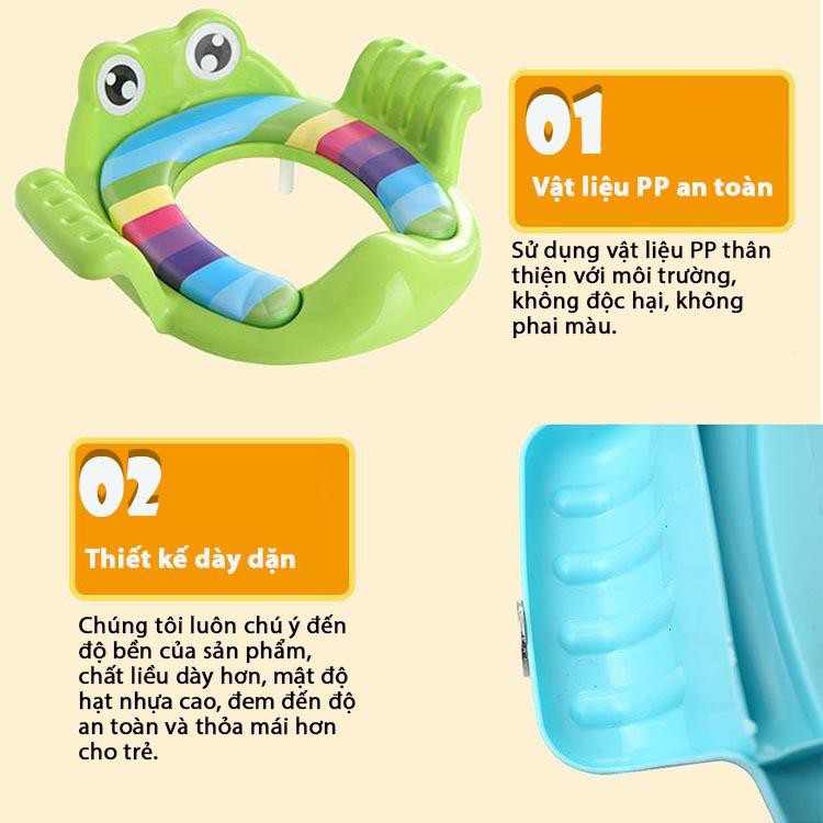 Bệt Lót Bồn Cầu Có Tay Vịn Cho Bé Ngồi Vệ Sinh MINIIN - Hoạ Tiết Ngộ Nghĩnh - Hàng Loại 1( Giao màu ngẫu nhiên )