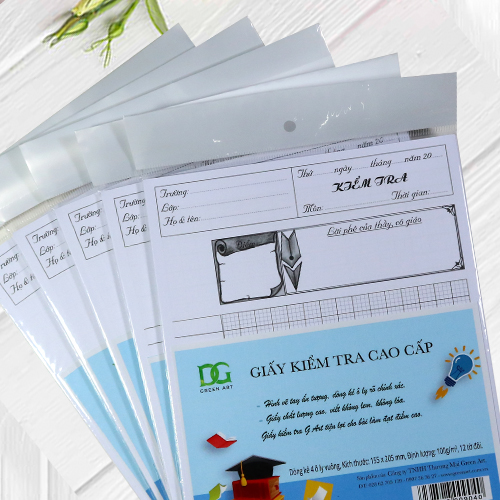 Giấy kiểm tra 4 ô ly trắng dày viết êm không lem, kẻ sẵn tiện lợi cho học sinh, 12 tờ đôi GKTL1-04 Green Art - Hàng chính hãng