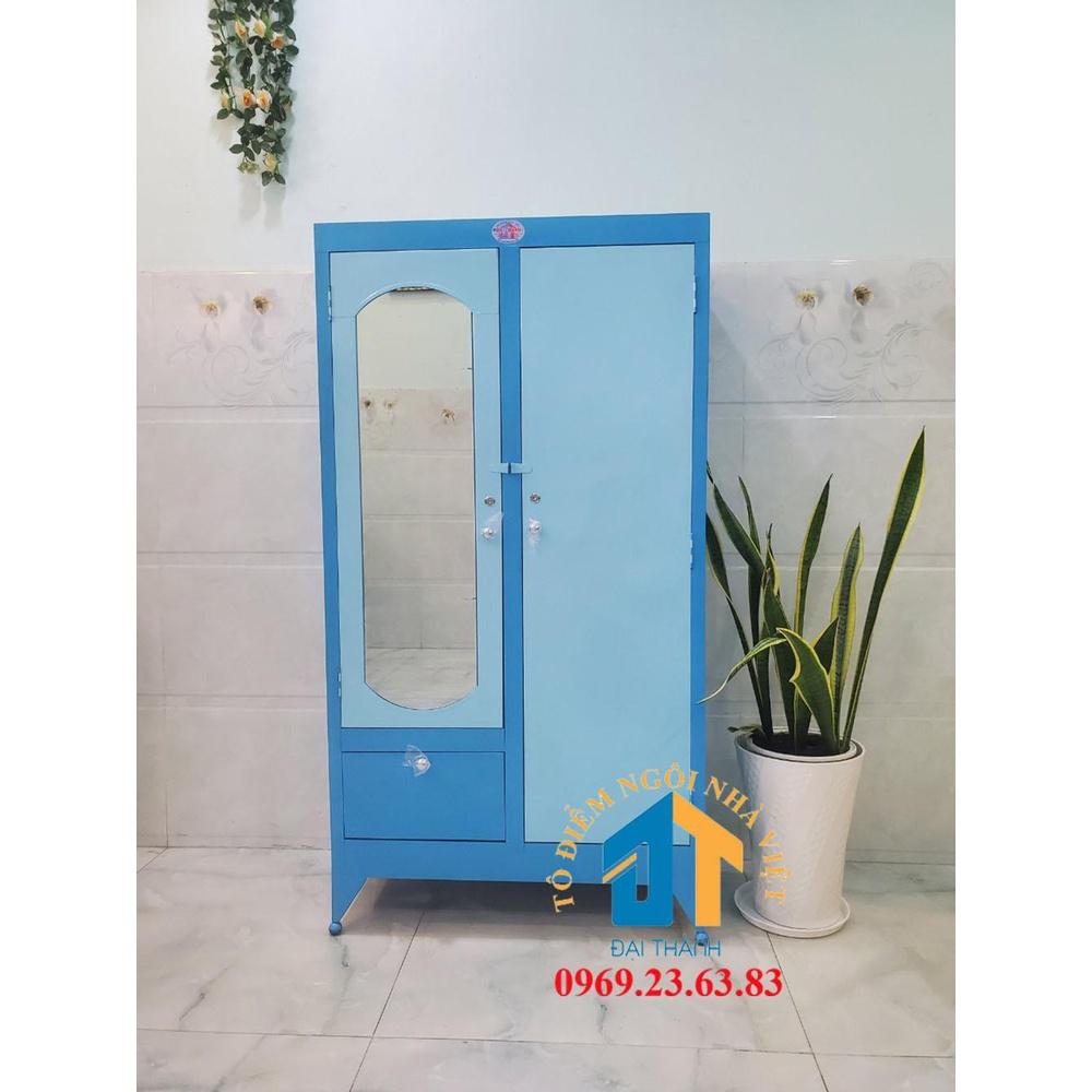 Tủ sắt quần áo ngang 0.9m x cao 1m8 (Đỏ)