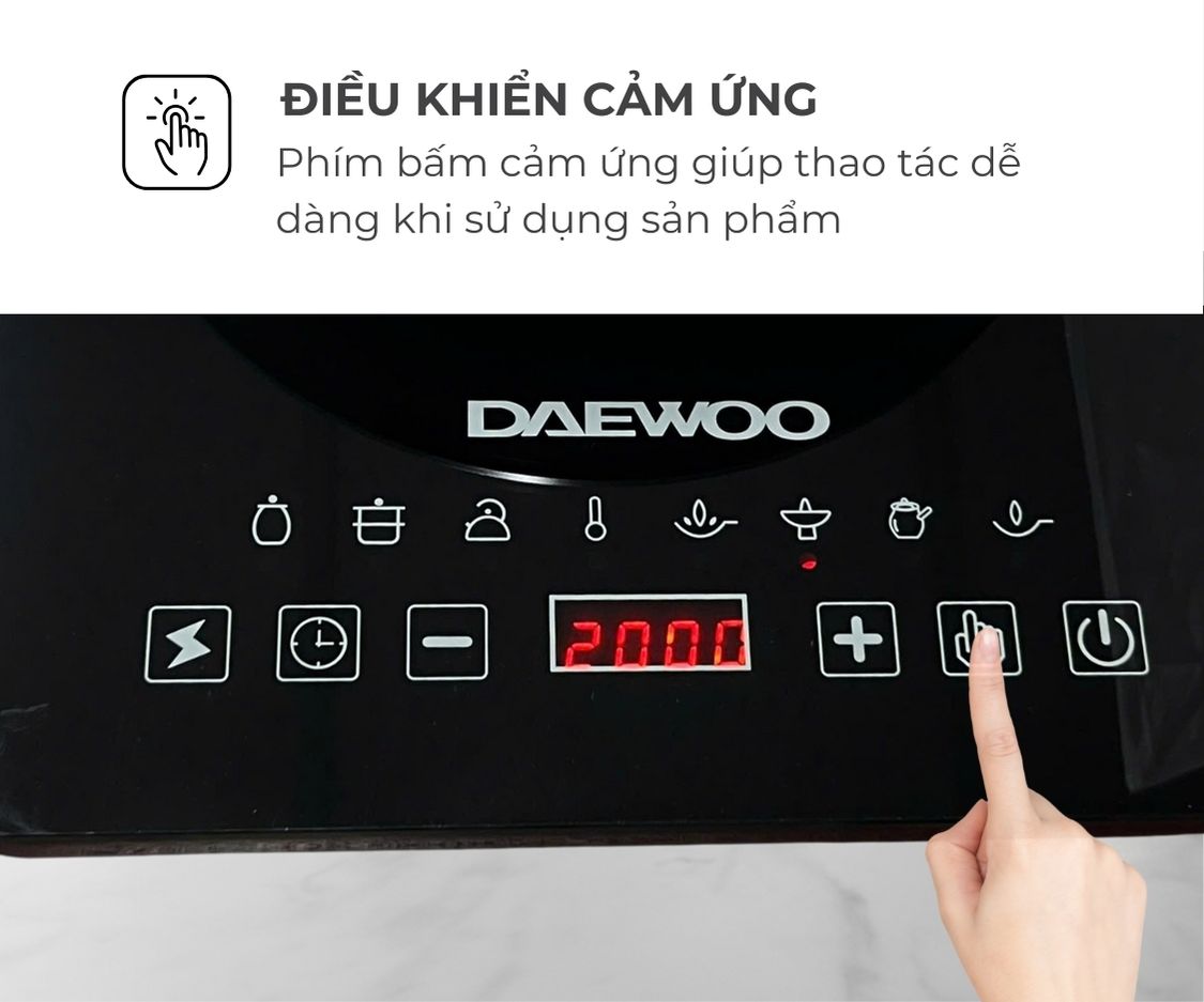 Bếp Từ Đơn Daewoo DWI-1505B, 8 chế độ cài sẵn 1500w - Hàng chính hãng