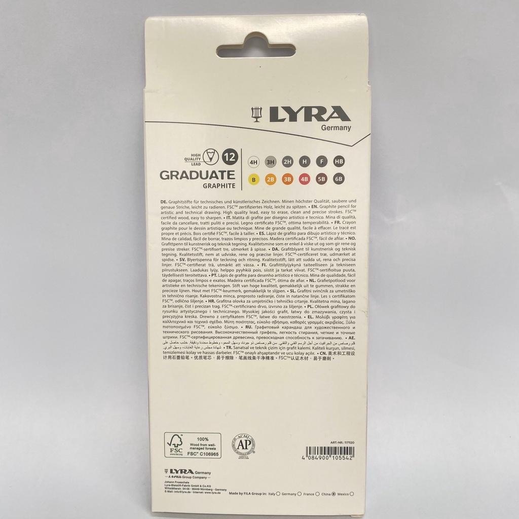 Bút chì cao cấp nhập khẩu Đức LYRA Graduate Graphite (Hộp 12 bút 4H, 3H, 2H, H, F, HB, B, 2B, 3B, 4B, 5B, 6B) 1171120