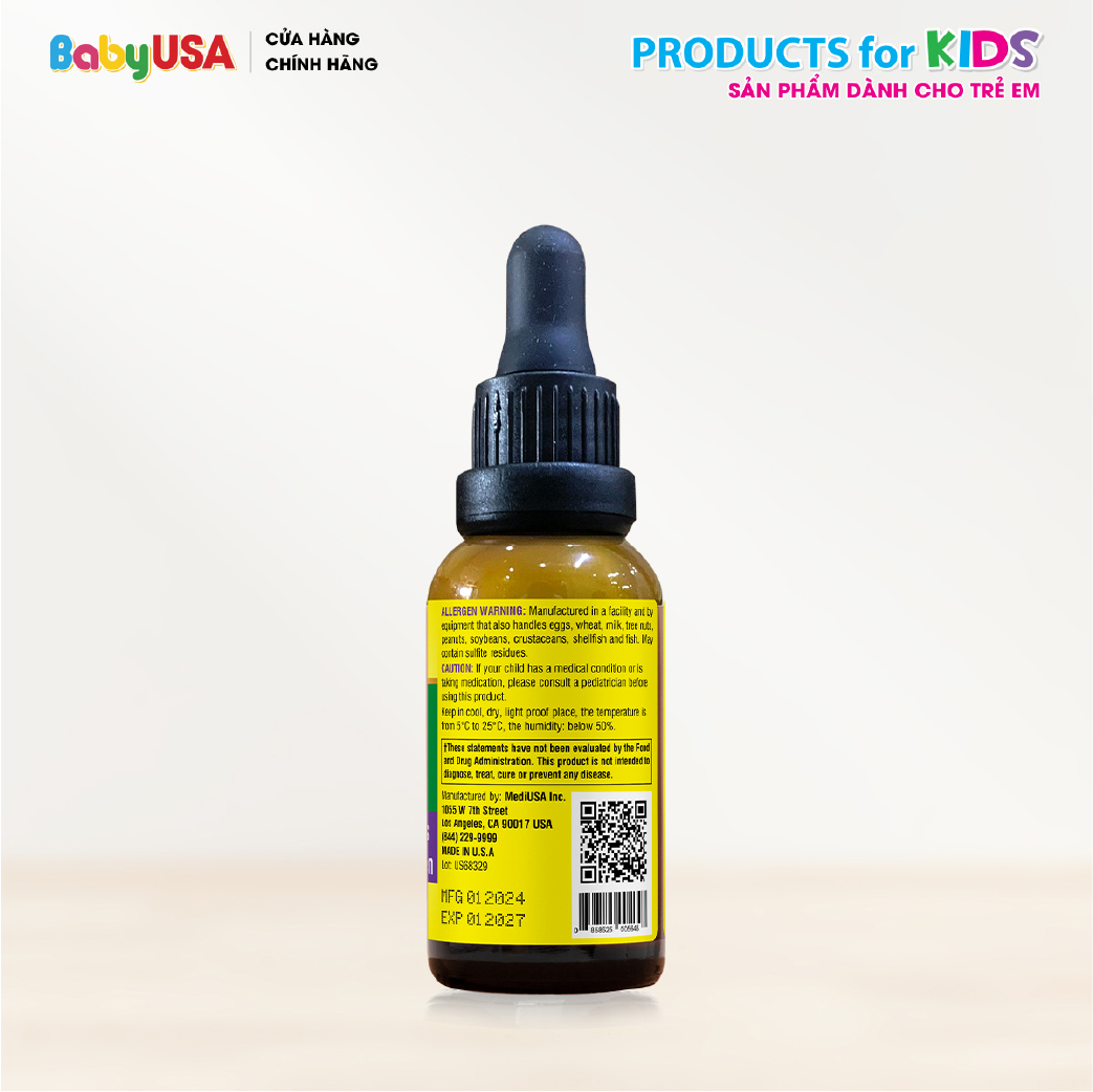 MediUSA Calcium Drops - Thực Phẩm Chức Năng bổ sung Calcium giúp Xương, răng chắc khỏe, giảm nguy cơ còi xương ở trẻ - Hàng chính hãng