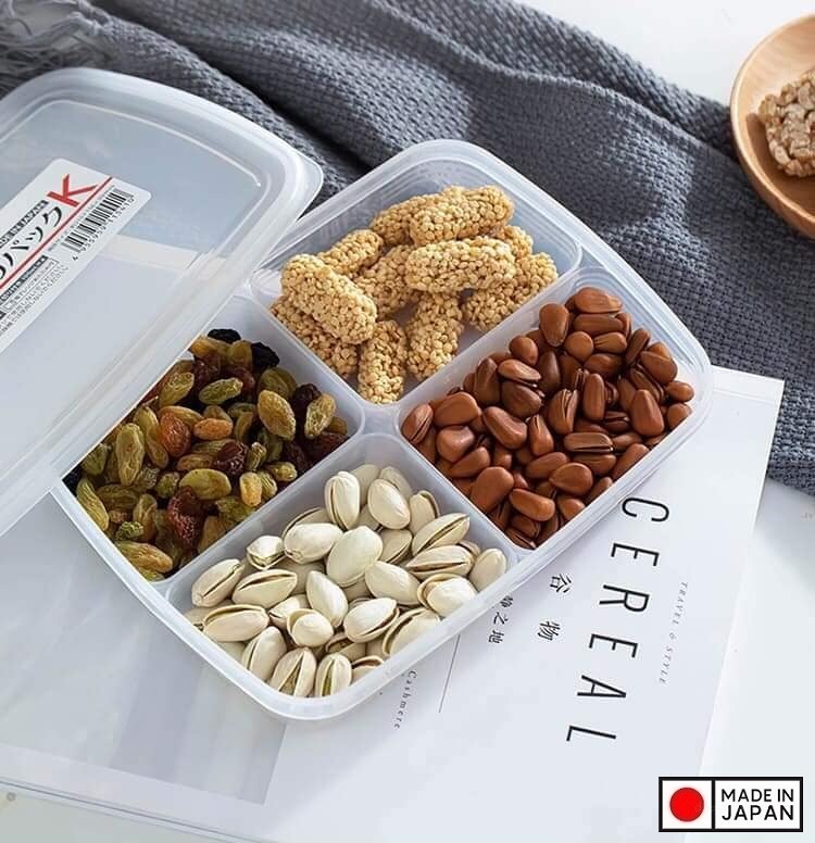 Set 02 hộp thực phẩm chia ngăn 710ml, thiết kế nắp mềm dẻo bảo đảm kín hơi và chống tràn - nội địa Nhật Bản