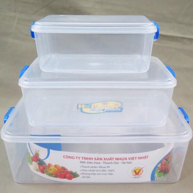 COMBO SÉT 03 HỘP ĐỰNG THƯC PHẨM NẮP GÀI CHẮC CHẮN TRONG SUỐT BẢO QUẢN THỰC PHẨM