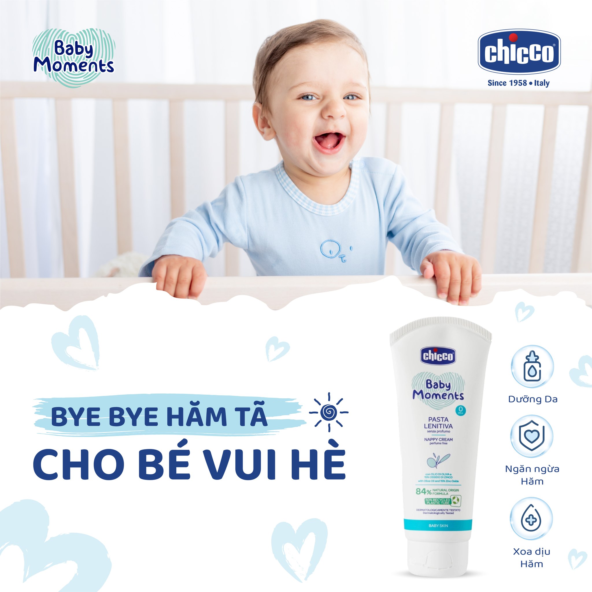 Kem hăm 3 tác động Chicco cho bé 0M+ 100ml