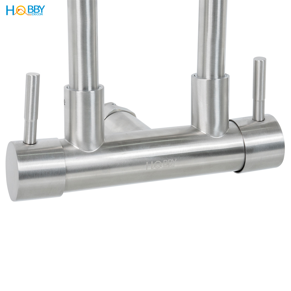 Vòi rửa chén gắn tường 2 đầu xả tăng áp inox 304 Hobby home decor G2T
