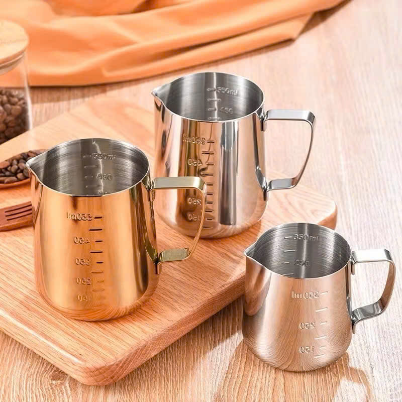 Ca Đánh Sữa Inox Có Vạch Chia 350ml - 550ml - 900ml, Dụng Cụ Pha Chế Inox Chất Lượng Cao - HÀNG CHÍNH HÃNG MINIIN