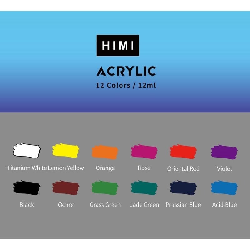 Màu Acrylic Miya Himi Set 12/18/24 màu dạng tuýp 12ml